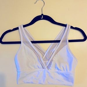 Fitness bra - AERIE chill play move. White with transparent design - Size S